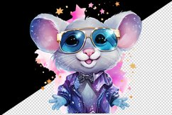 Watercolor cute cool glamour mouse funny superstar animal sunglasses print 20 oz tumbler skinny mug wrap clipart t-shirt sublimation printable design