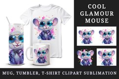 Watercolor cute cool glamour mouse funny superstar animal sunglasses print 20 oz tumbler skinny mug wrap clipart t-shirt sublimation printable design