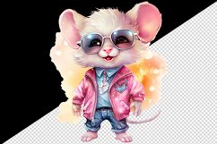 Watercolor cute cool glamour mouse funny superstar animal sunglasses print 20 oz tumbler skinny mug wrap clipart t-shirt sublimation printable design