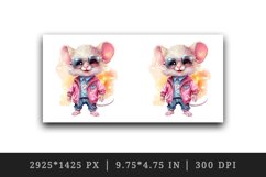 Watercolor cute cool glamour mouse funny superstar animal sunglasses print 20 oz tumbler skinny mug wrap clipart t-shirt sublimation printable design