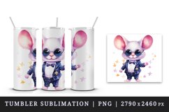 Watercolor cute cool glamour mouse funny superstar animal sunglasses print 20 oz tumbler skinny mug wrap clipart t-shirt sublimation printable design