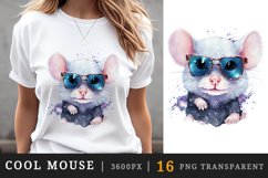 Watercolor cute cool glamour mouse funny superstar animal sunglasses print clipart set t-shirt sublimation printable designs bundle png transparent