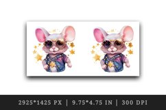 Watercolor cute cool glamour mouse funny superstar animal sunglasses print design wrap printable sublimation bundle for mug