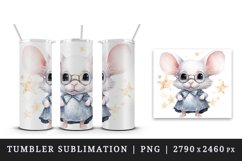 Watercolor cute cool glamour mouse funny superstar animal sunglasses print design wrap sublimation bundle for 20 oz tumbler
