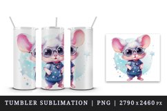Watercolor cute cool glamour mouse funny superstar animal sunglasses print design wrap sublimation bundle for 20 oz tumbler