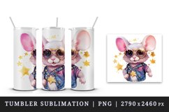Watercolor cute cool glamour mouse funny superstar animal sunglasses print design wrap sublimation bundle for 20 oz tumbler