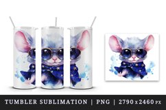 Watercolor cute cool glamour mouse funny superstar animal sunglasses print design wrap sublimation bundle for 20 oz tumbler