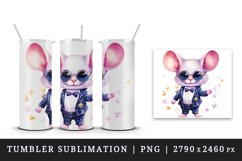 Watercolor cute cool glamour mouse funny superstar animal sunglasses print design wrap sublimation bundle for 20 oz tumbler