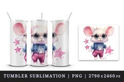 Watercolor cute cool glamour mouse funny superstar animal sunglasses print design wrap sublimation bundle for 20 oz tumbler