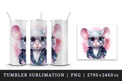 Watercolor cute cool glamour mouse funny superstar animal sunglasses print design wrap sublimation bundle for 20 oz tumbler