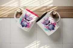 Watercolor cute cool glamour owl crown superstar wild animal bird print 20 oz tumbler skinny mug wrap clipart t-shirt sublimation printable design