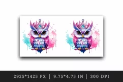 Watercolor cute cool glamour owl crown superstar wild animal bird print 20 oz tumbler skinny mug wrap clipart t-shirt sublimation printable design