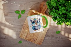 Watercolor cute cool glamour owl funny superstar wild animal bird sunglasses print design wrap printable sublimation bundle for mug