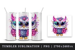 Watercolor cute cool glamour owl funny superstar wild animal bird sunglasses print design wrap sublimation bundle for 20 oz tumbler