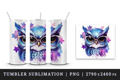 Watercolor cute cool glamour owl funny superstar wild animal bird sunglasses print design wrap sublimation bundle for 20 oz tumbler