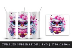 Watercolor cute cool glamour owl funny superstar wild animal bird sunglasses print design wrap sublimation bundle for 20 oz tumbler