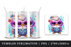 Watercolor cute cool glamour owl funny superstar wild animal bird sunglasses print design wrap sublimation bundle for 20 oz tumbler