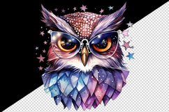 Watercolor cute cool glamour owl superstar animal bird glasses stars print 20 oz tumbler skinny mug wrap clipart t-shirt sublimation printable design