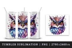 Watercolor cute cool glamour owl superstar animal bird glasses stars print 20 oz tumbler skinny mug wrap clipart t-shirt sublimation printable design