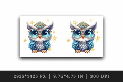 Watercolor cute cool glamour owl superstar animal bird glasses stars print 20 oz tumbler skinny mug wrap clipart t-shirt sublimation printable design