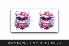 Watercolor cute cool glamour owl superstar wild animal bird glasses print 20 oz tumbler skinny mug wrap clipart t-shirt sublimation printable design