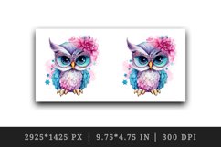 Watercolor cute cool glamour owl superstar wild animal bird glasses print 20 oz tumbler skinny mug wrap clipart t-shirt sublimation printable design