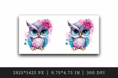 Watercolor cute cool glamour owl superstar wild animal bird glasses print 20 oz tumbler skinny mug wrap clipart t-shirt sublimation printable design