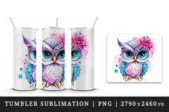 Watercolor cute cool glamour owl superstar wild animal bird glasses print 20 oz tumbler skinny mug wrap clipart t-shirt sublimation printable design