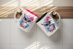 Watercolor cute cool glamour owl superstar wild animal bird glasses print 20 oz tumbler skinny mug wrap clipart t-shirt sublimation printable design