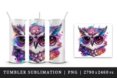 Watercolor cute cool glamour owl superstar wild animal bird glasses print 20 oz tumbler skinny mug wrap clipart t-shirt sublimation printable design