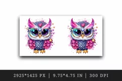 Watercolor cute cool glamour owl superstar wild animal bird glasses print 20 oz tumbler skinny mug wrap clipart t-shirt sublimation printable design