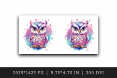 Watercolor cute cool glamour owl superstar wild animal bird stars print 20 oz tumbler skinny mug wrap clipart t-shirt sublimation printable design