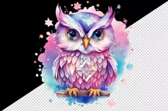 Watercolor cute cool glamour owl superstar wild animal bird stars print 20 oz tumbler skinny mug wrap clipart t-shirt sublimation printable design