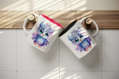 Watercolor cute cool glamour owl superstar wild animal bird stars print 20 oz tumbler skinny mug wrap clipart t-shirt sublimation printable design