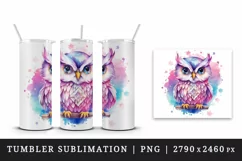 Watercolor cute cool glamour owl superstar wild animal bird stars print 20 oz tumbler skinny mug wrap clipart t-shirt sublimation printable design