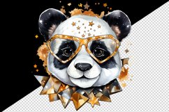 Watercolor cute cool glamour panda funny superstar animal sunglasses print 20 oz tumbler skinny mug wrap clipart t-shirt sublimation printable design