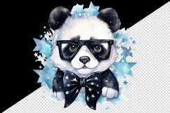 Watercolor cute cool glamour panda funny superstar animal sunglasses print 20 oz tumbler skinny mug wrap clipart t-shirt sublimation printable design