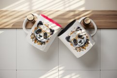 Watercolor cute cool glamour panda funny superstar animal sunglasses print 20 oz tumbler skinny mug wrap clipart t-shirt sublimation printable design