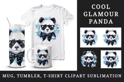 Watercolor cute cool glamour panda funny superstar animal sunglasses print 20 oz tumbler skinny mug wrap clipart t-shirt sublimation printable design