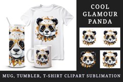 Watercolor cute cool glamour panda funny superstar animal sunglasses print 20 oz tumbler skinny mug wrap clipart t-shirt sublimation printable design