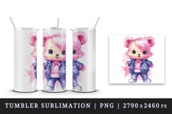 Watercolor cute cool glamour plush bear superstar animal toy sunglasses stars print design wrap sublimation bundle for 20 oz tumbler