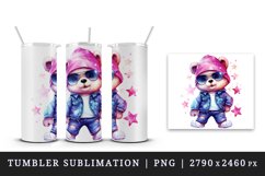 Watercolor cute cool glamour plush bear superstar animal toy sunglasses stars print design wrap sublimation bundle for 20 oz tumbler