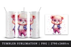 Watercolor cute cool glamour plush bear superstar animal toy sunglasses stars print design wrap sublimation bundle for 20 oz tumbler