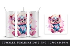 Watercolor cute cool glamour plush bear superstar animal toy sunglasses stars print design wrap sublimation bundle for 20 oz tumbler