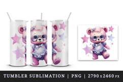 Watercolor cute cool glamour plush bear superstar animal toy sunglasses stars print design wrap sublimation bundle for 20 oz tumbler