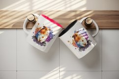 Watercolor cute cool guinea pig star superstar animal pet print 20 oz tumbler skinny mug wrap clipart t-shirt sublimation printable design