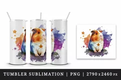 Watercolor cute cool guinea pig star superstar animal pet print 20 oz tumbler skinny mug wrap clipart t-shirt sublimation printable design