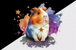 Watercolor cute cool guinea pig star superstar animal pet print 20 oz tumbler skinny mug wrap clipart t-shirt sublimation printable design