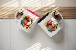 Watercolor cute cool guinea pig sunglasses superstar animal pet print 20 oz tumbler skinny mug wrap clipart t-shirt sublimation printable design