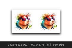 Watercolor cute cool guinea pig sunglasses superstar animal pet print 20 oz tumbler skinny mug wrap clipart t-shirt sublimation printable design